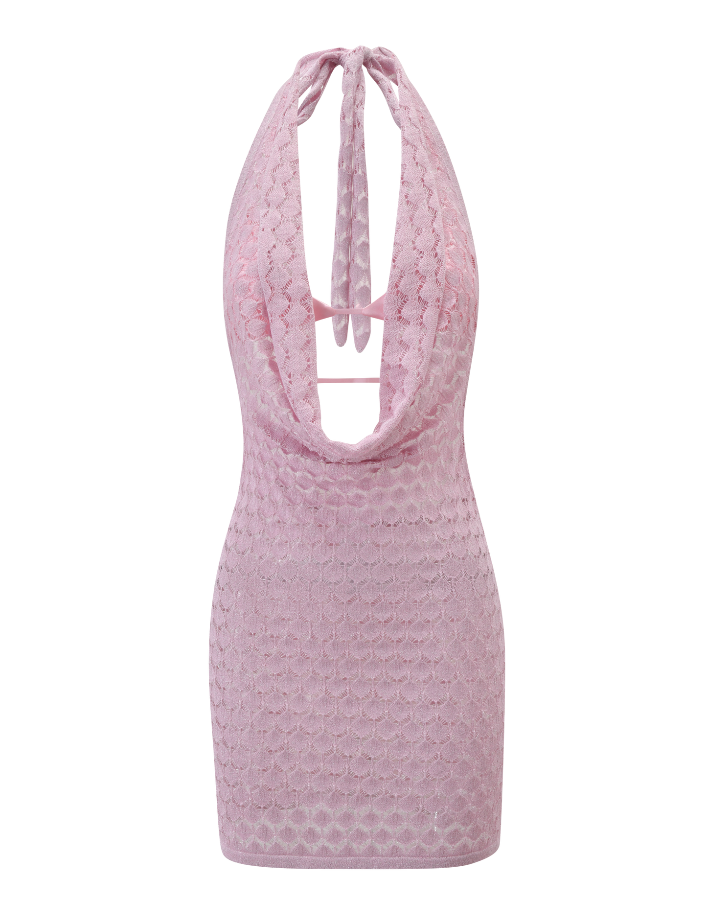 Shimmer Crochet Pink Mini Dress