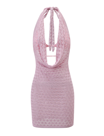 Crochet Mini Dress – Halter Open Back