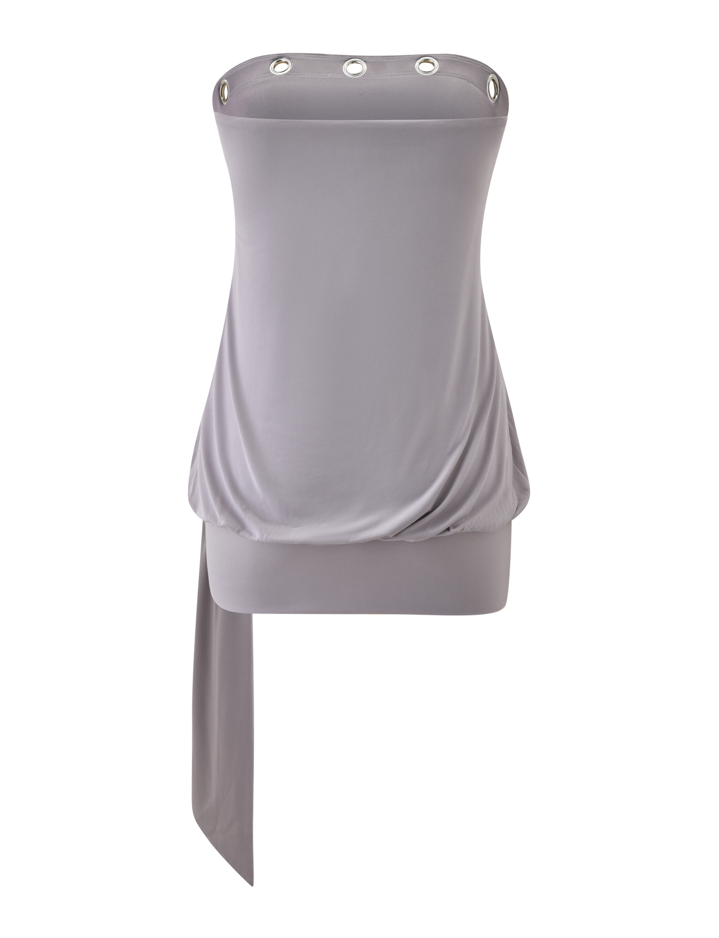 Smooth Blouson Mini Dress Sculpted Strapless Style in Cool Slate