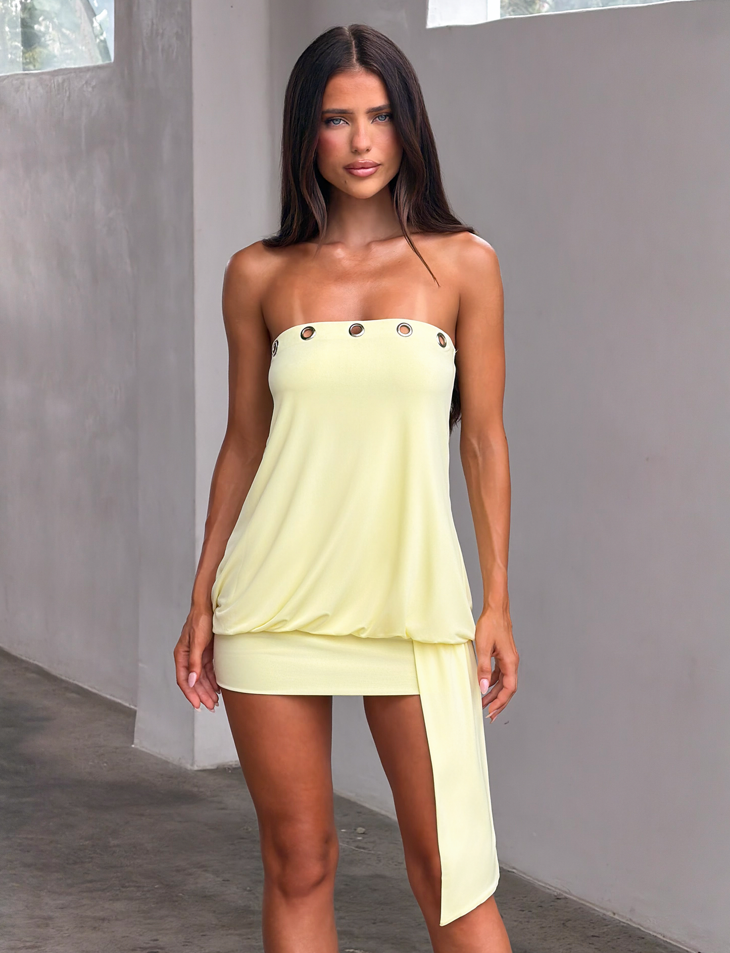 RAVENNA MINI DRESS - COOL SLATE