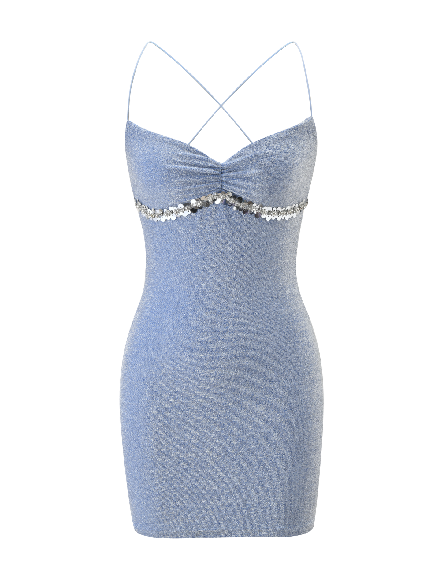 Sparkly Mesh Backless Mini Dress Luminous Movement for Evening