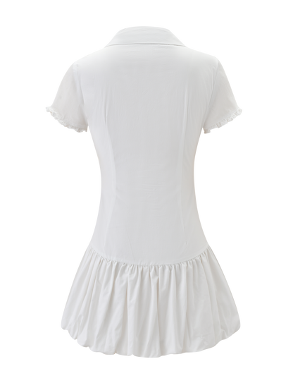 White Cotton Bubble Mini Dress