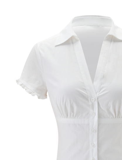 White Cotton Bubble Mini Dress
