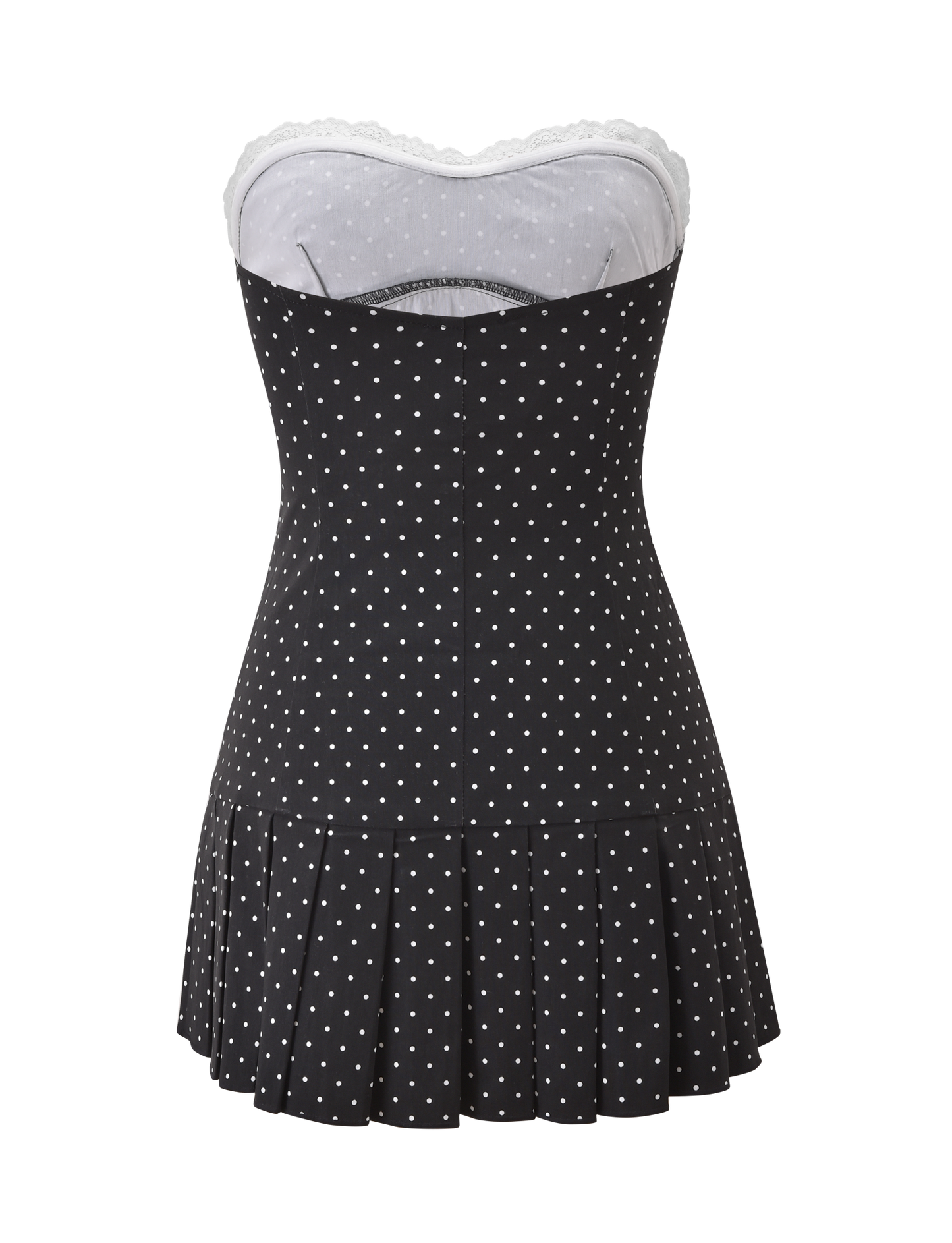 Lace-Trim Pleated Mini Dress Effortless Polka Dots for Every Occasion
