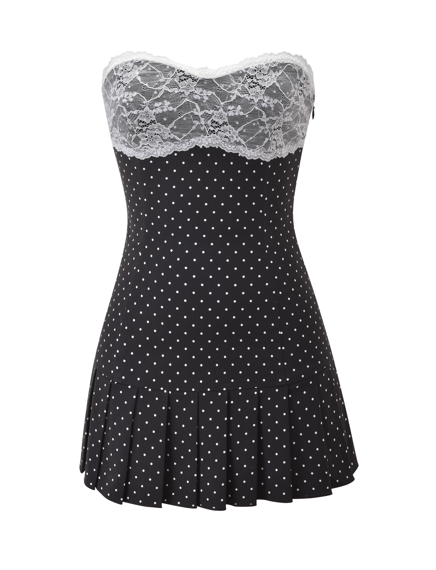 Lace-Trim Pleated Mini Dress Effortless Polka Dots for Every Occasion