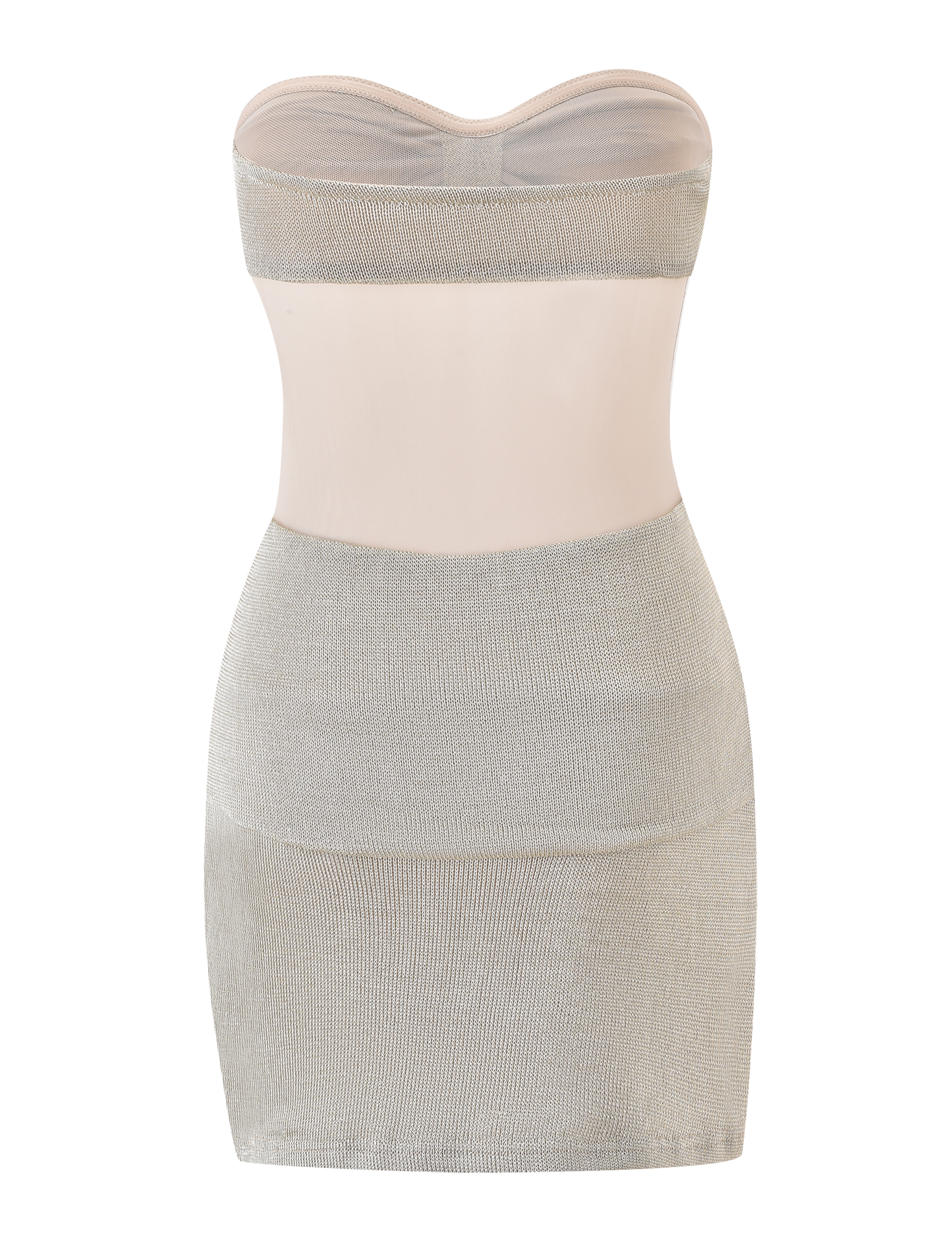 Metallic Knit Strapless Mini Dress Shimmering Texture for Evening