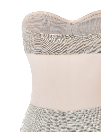 Metallic Knit Mini Dress – Strapless Sweetheart