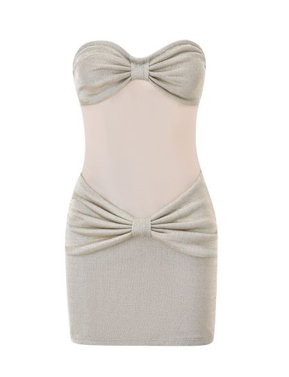 Metallic Knit Mini Dress – Strapless Sweetheart