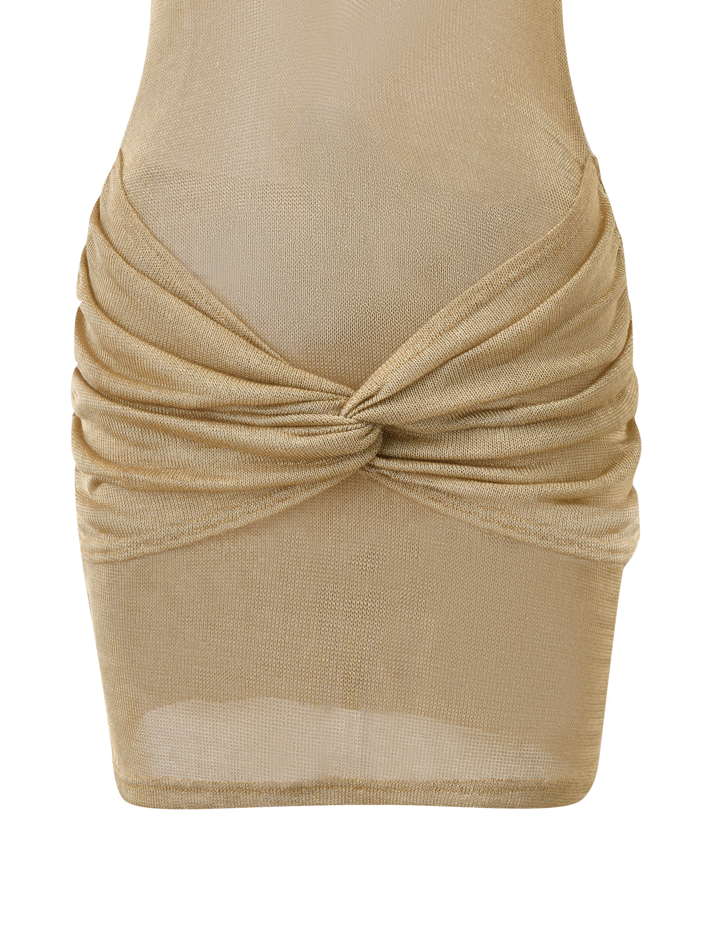 Gold Knit Mini Dress Lustrous Texture for Seaside Evenings