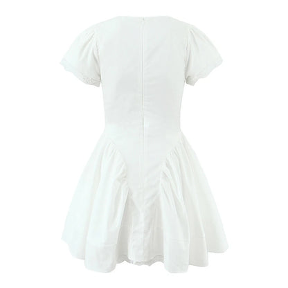 A-Line Bow Mini Dress – V-Neck