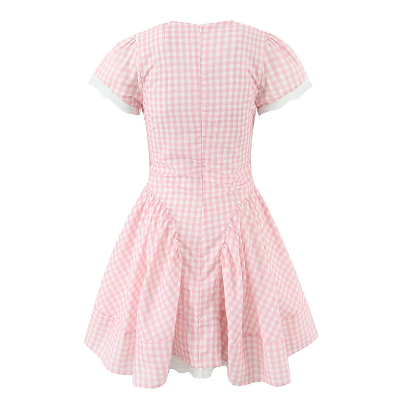 Women's Lightweight A-Line Mini Dress | Cute Bow V-Neck Summer Dress