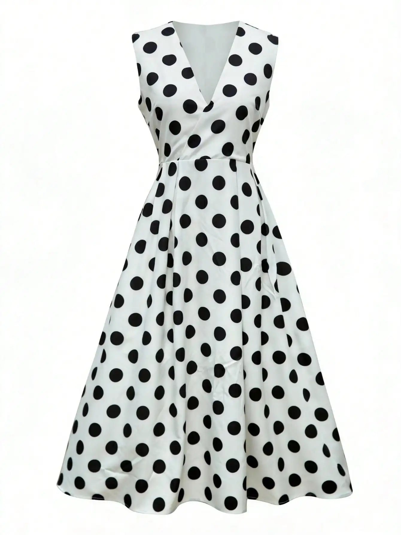 Women's Lightweight Polka Dot Wrap Dress | Elegant V-Neck Sleeveless Summer Dress