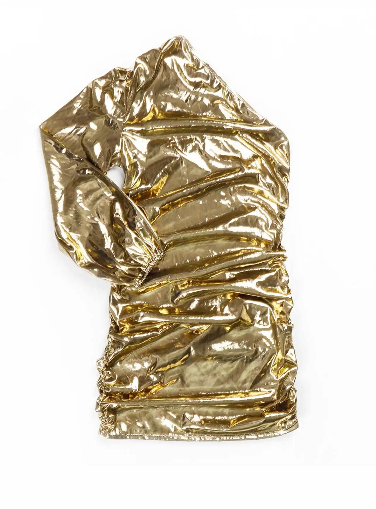 Women's Metallic Bodycon Mini Dress | Elegant One-Shoulder Cocktail Dress