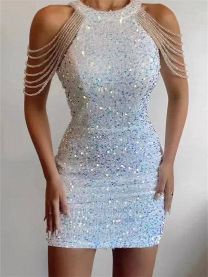 Sequin Off-Shoulder Mini Dress