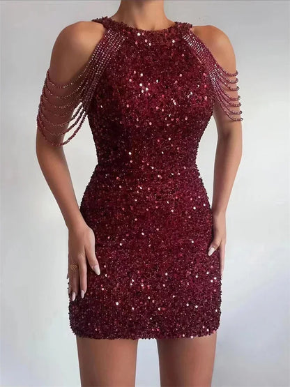 Sequin Off-Shoulder Mini Dress