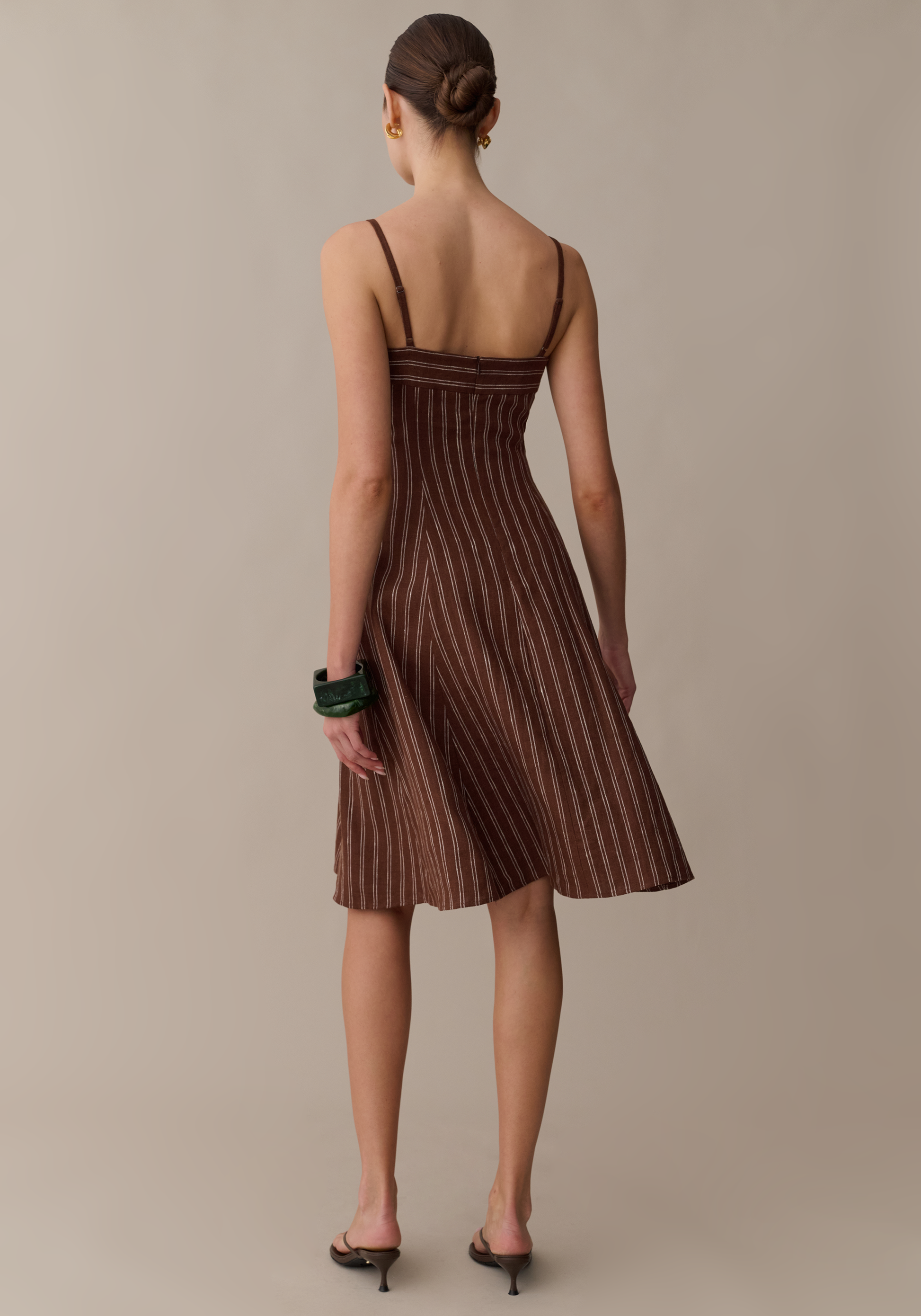 Women's Striped Linen A-Line Dress | Lightweight Casual Summer Outfit 1