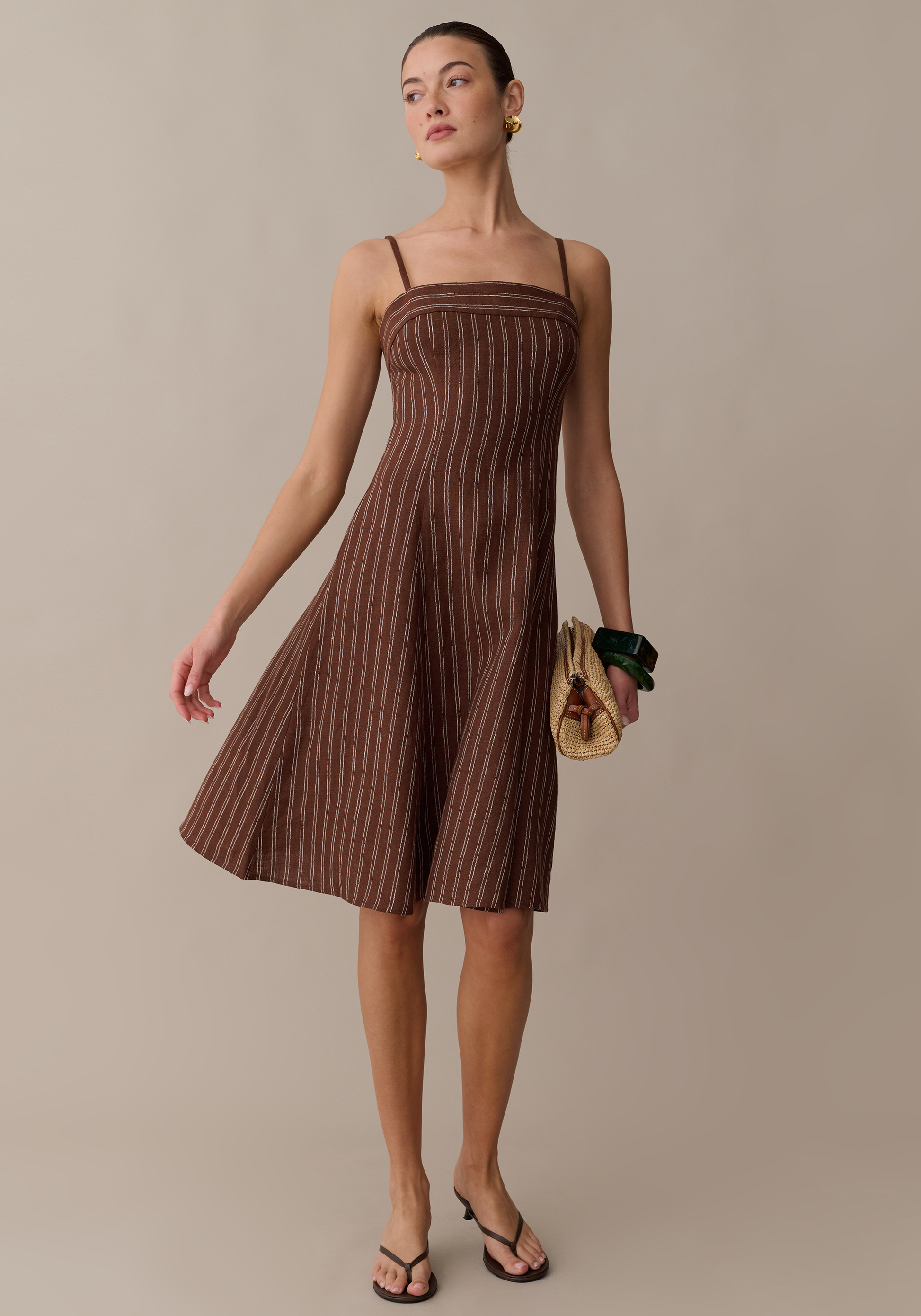 Women's Striped Linen A-Line Dress | Lightweight Casual Summer Outfit 3