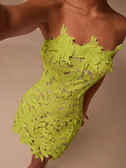 3D Floral Tube Mini Dress