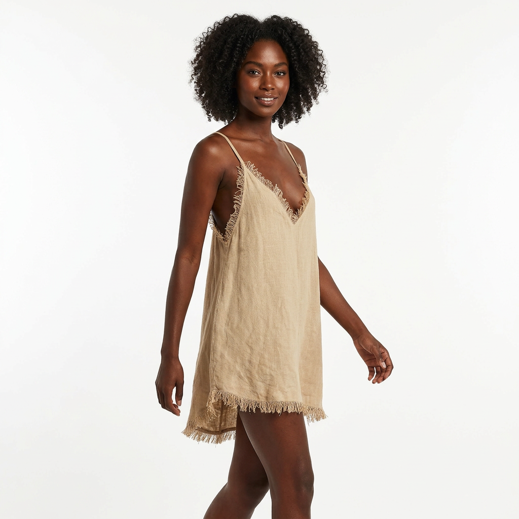Linen Mini Shift Dress Sleeveless Summer Night Out Style