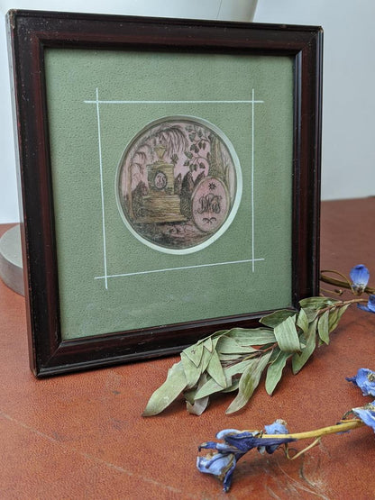 Victorian Framed Sepia Hair Art
