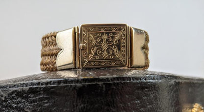 Victorian Hairwork Bracelet | 12k Gold Clasp