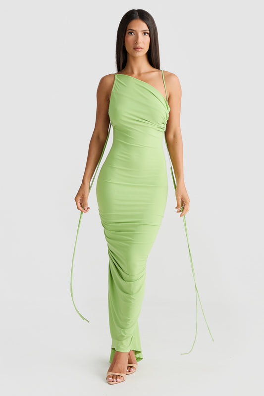 Lime Green Multi-Way Neckline Stretch Bodycon Mini Dress
